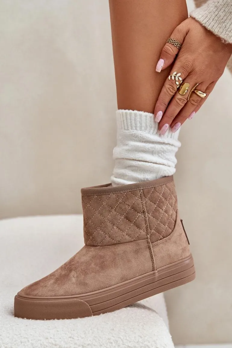 Botki Śniegowce Na Zamek Ocieplane Futerkiem Big Star OO274A524 Beżowe