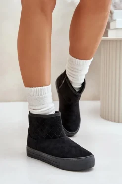 Botki Śniegowce Na Zamek Ocieplane Futerkiem Big Star OO274A522 Czarne