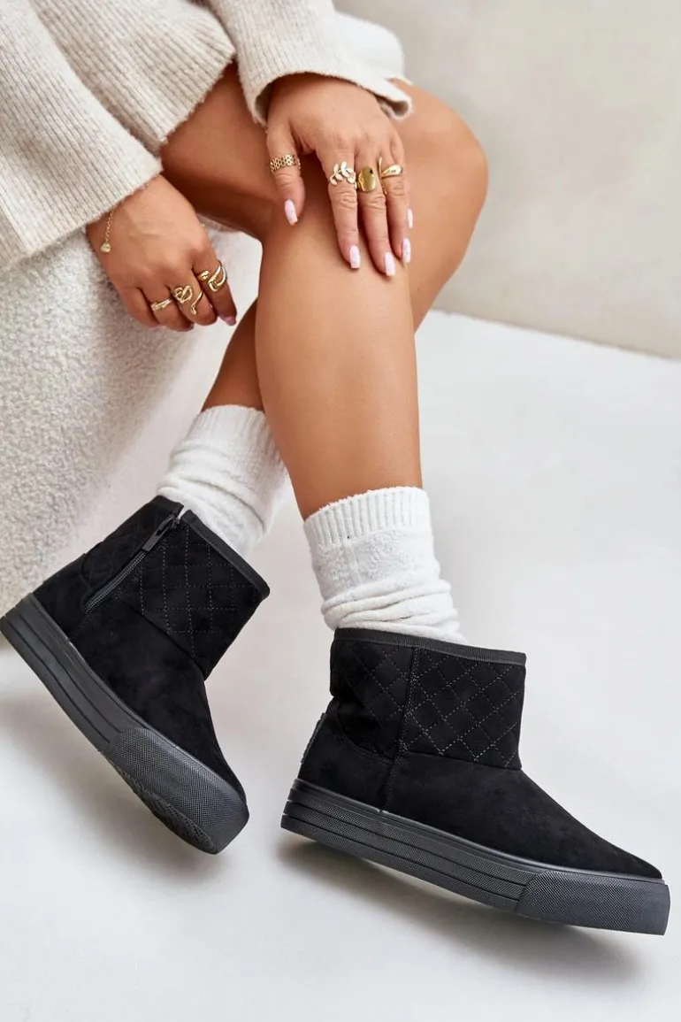 Botki Śniegowce Na Zamek Ocieplane Futerkiem Big Star OO274A522 Czarne