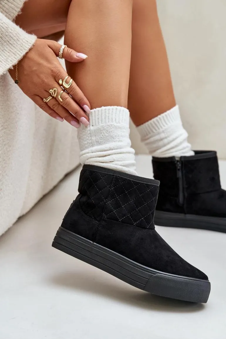 Botki Śniegowce Na Zamek Ocieplane Futerkiem Big Star OO274A522 Czarne