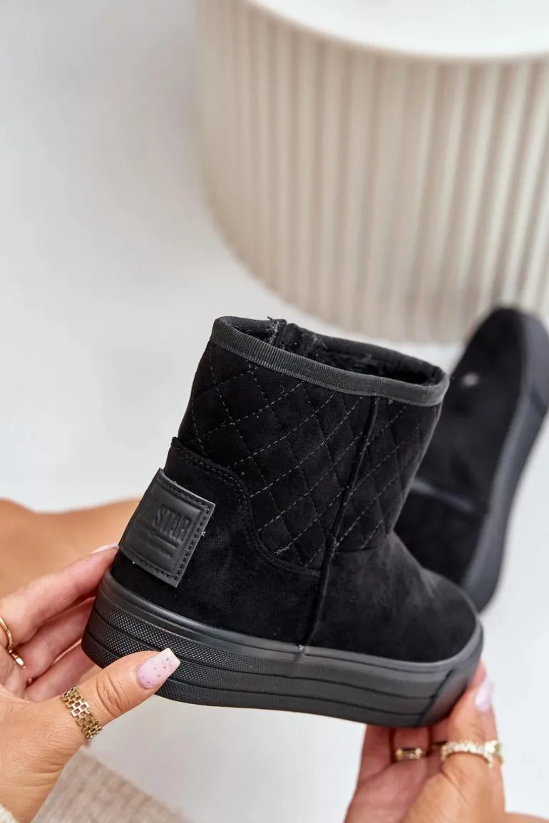 Botki Śniegowce Na Zamek Ocieplane Futerkiem Big Star OO274A522 Czarne