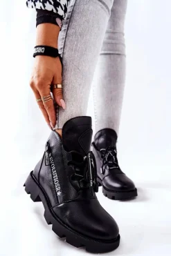 Botki Ocieplane Futerkiem Sergio Leone Czarne TR740