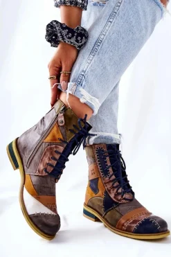 Botki Skórzane Sztyblety Maciejka Wielokolorowe 05095-39