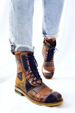 Botki Skórzane Sztyblety Maciejka Wielokolorowe 05095-39