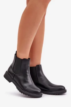 Botki Sztyblety Damskie Na Płaskim Obcasie Czarne Selanna