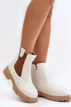 Botki Sztyblety Damskie Na Zamek Białe Ramhel