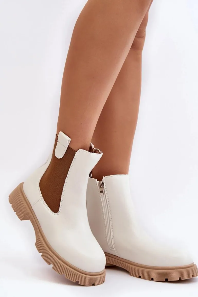 Botki Sztyblety Damskie Na Zamek Białe Ramhel