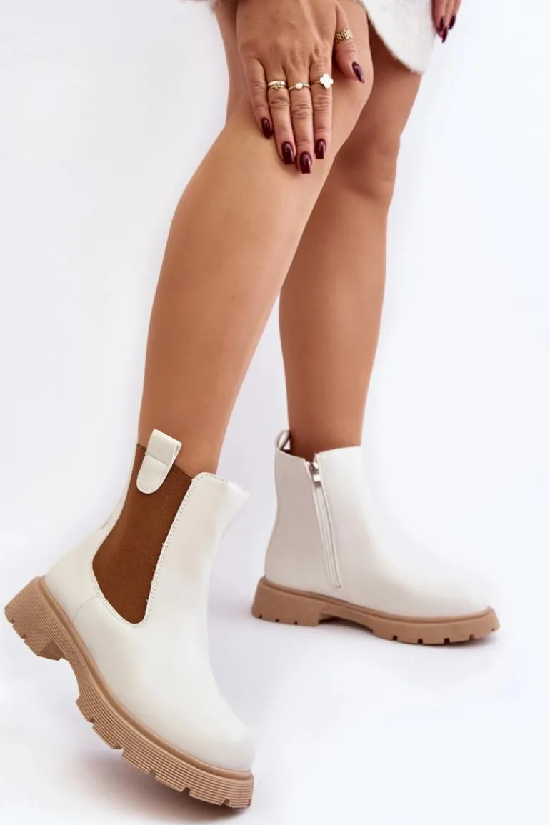 Botki Sztyblety Damskie Na Zamek Białe Ramhel