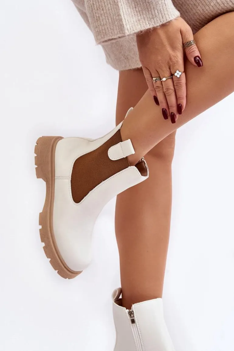 Botki Sztyblety Damskie Na Zamek Białe Ramhel