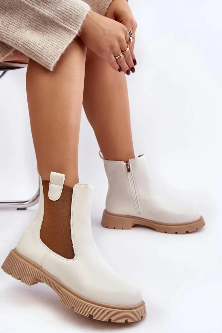 Botki Sztyblety Damskie Na Zamek Białe Ramhel