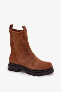 Botki Sztyblety Damskie Na Zamek Camel Julienne