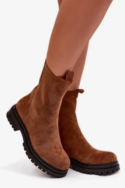 Botki Sztyblety Damskie Na Zamek Camel Julienne