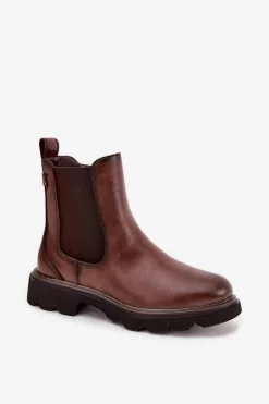 Botki Sztyblety Damskie Ocieplane Na Zamek Brązowe Rivelia