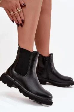 Botki Sztyblety Damskie Ocieplane Na Zamek Czarne Rivelia