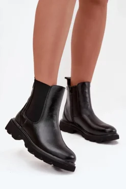 Botki Sztyblety Damskie Ocieplane Na Zamek Czarne Rivelia
