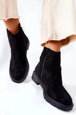 Botki Sztyblety Na Płaskim Obcasie Czarne Laurette