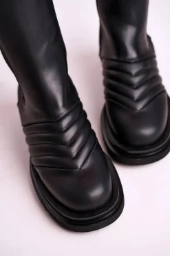 Botki Sztyblety Na Platformie Czarne Evelina