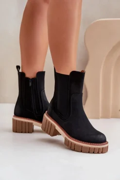 Botki Sztyblety Na Zamek Ocieplane Czarne Linneviae