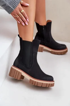 Botki Sztyblety Na Zamek Ocieplane Czarne Linneviae