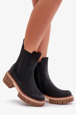 Botki Sztyblety Na Zamek Ocieplane Czarne Linneviae