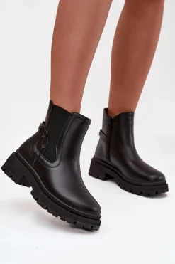 Botki Sztyblety Na Zamek Z Ozdobnymi Detalami Ocieplane Czarne Verisse