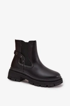 Botki Sztyblety Na Zamek Z Ozdobnymi Detalami Ocieplane Czarne Verisse