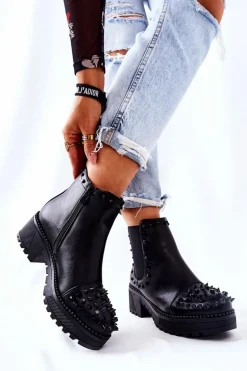 Botki Sztyblety Z Dżetami Czarne Comonis