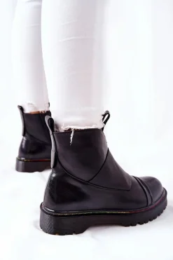 Botki Sztyblety Z Kolorowym Przeszyciem Czarne Milie