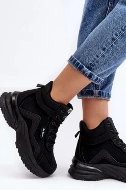 Botki Trapery Damskie Ocieplane Sznurowane Lee Cooper LCJ-23-44-1976L Czarne