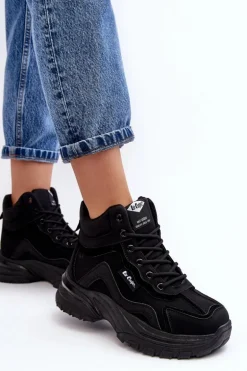 Botki Trapery Damskie Ocieplane Sznurowane Lee Cooper LCJ-23-44-1976L Czarne