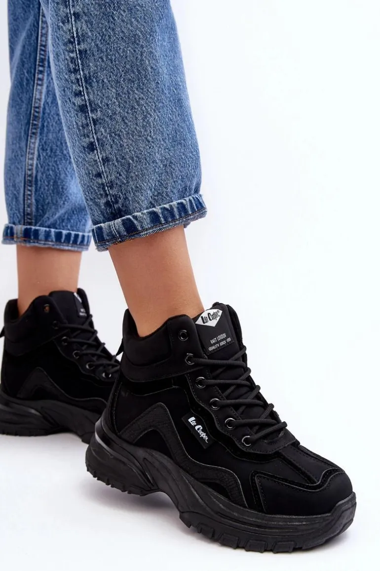Botki Trapery Damskie Ocieplane Sznurowane Lee Cooper LCJ-23-44-1976L Czarne
