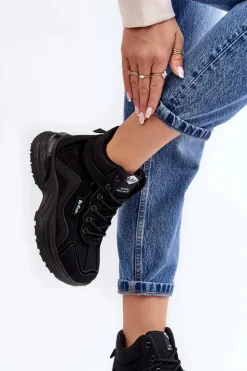 Botki Trapery Damskie Ocieplane Sznurowane Lee Cooper LCJ-23-44-1976L Czarne