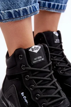 Botki Trapery Damskie Ocieplane Sznurowane Lee Cooper LCJ-23-44-1976L Czarne