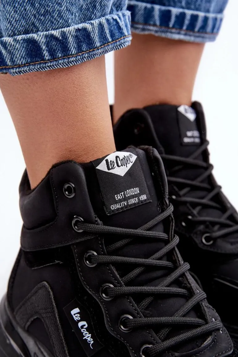 Botki Trapery Damskie Ocieplane Sznurowane Lee Cooper LCJ-23-44-1976L Czarne