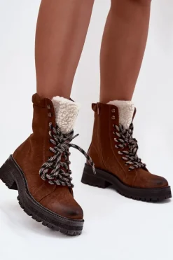 Botki Trapery Damskie Z Eko Skóry Camel Bellora