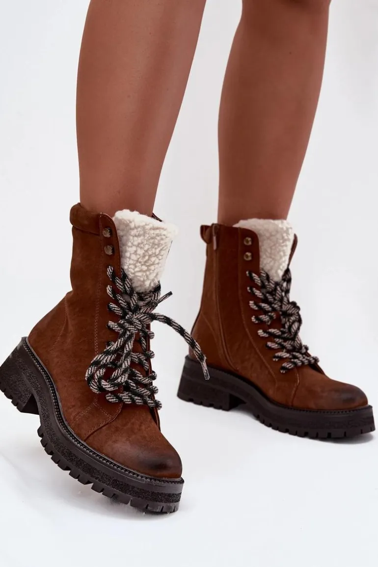 Botki Trapery Damskie Z Eko Skóry Camel Bellora