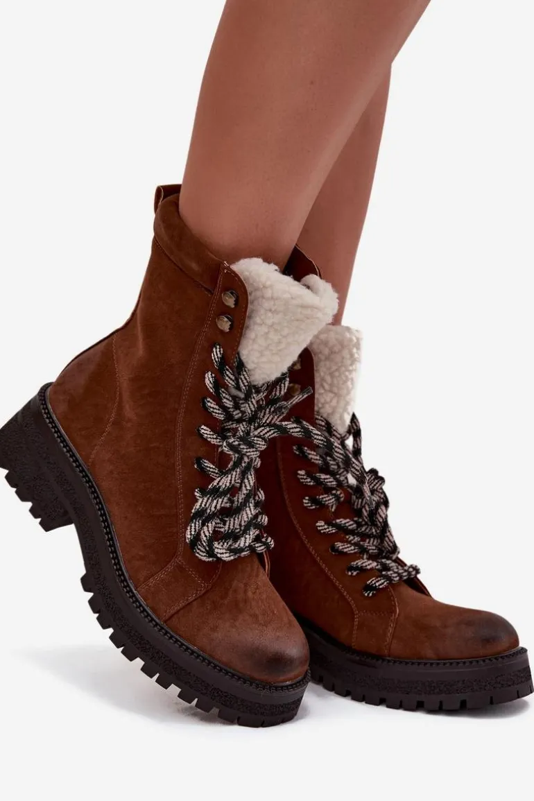 Botki Trapery Damskie Z Eko Skóry Camel Bellora