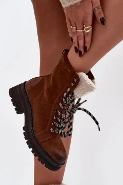 Botki Trapery Damskie Z Eko Skóry Camel Bellora