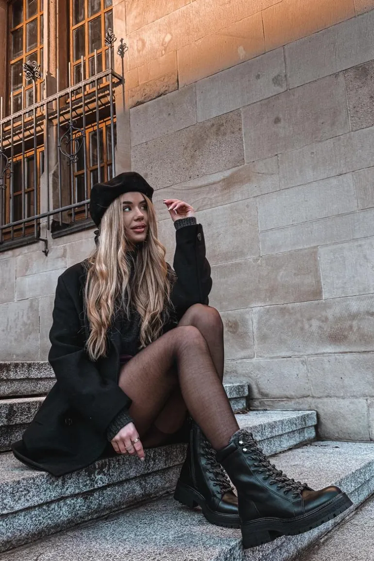 Botki Trapery Damskie Z Eko Skóry Czarne Bellora