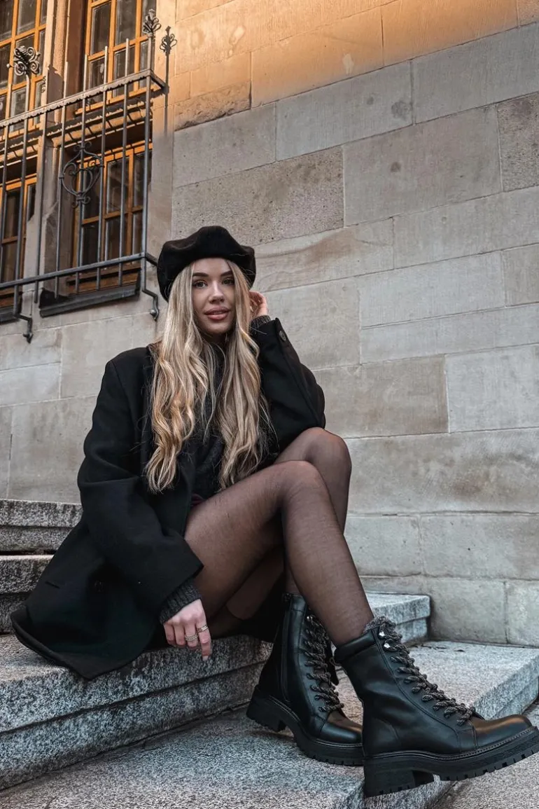 Botki Trapery Damskie Z Eko Skóry Czarne Bellora