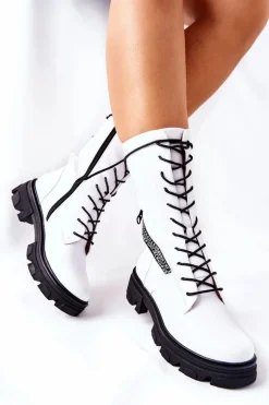 Botki Trapery Glany Sergio Leone TR747 Białe