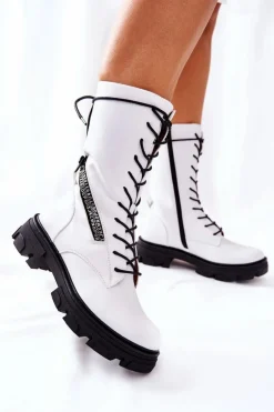 Botki Trapery Glany Sergio Leone TR747 Białe