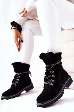 Botki Trapery Ocieplane Czarne Nelby