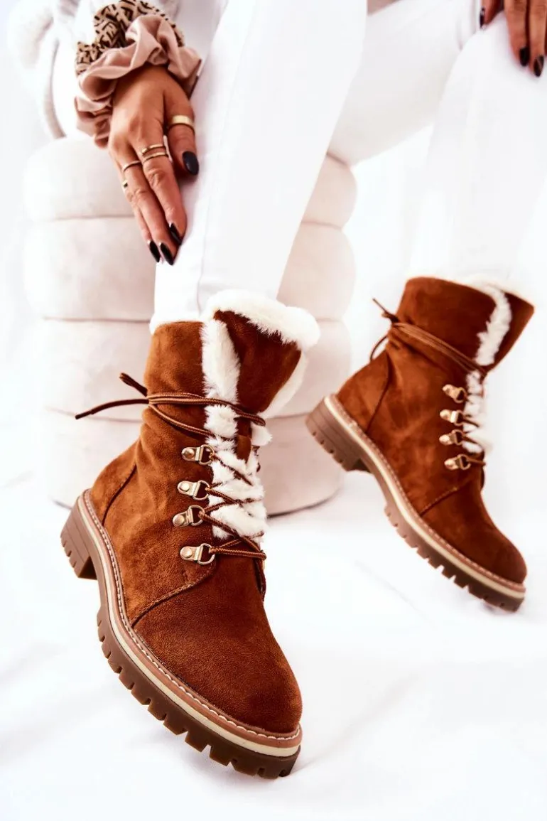 Botki Trapery Ocieplane Camel Nelby