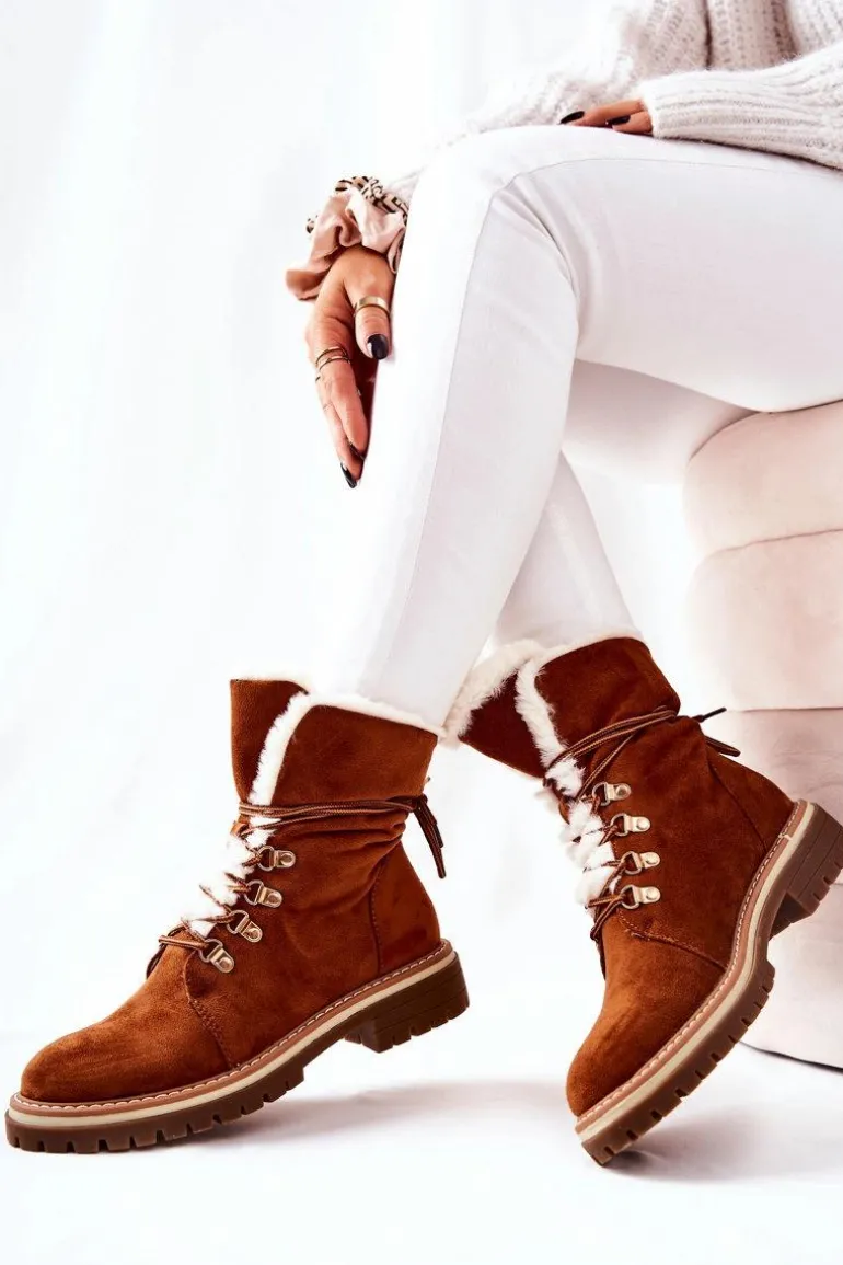 Botki Trapery Ocieplane Camel Nelby