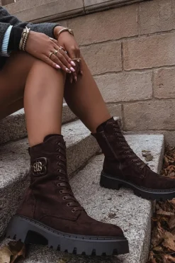 Botki Wokrery Damskie Z Ozdobnym Elementem Ocieplane Czekoladowe Kalindra