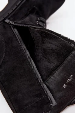 Botki Wokrery Damskie Z Ozdobnym Elementem Ocieplane Czarne Kalindra