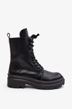 Botki Workery Damskie Ekoskóra Czarne Irande