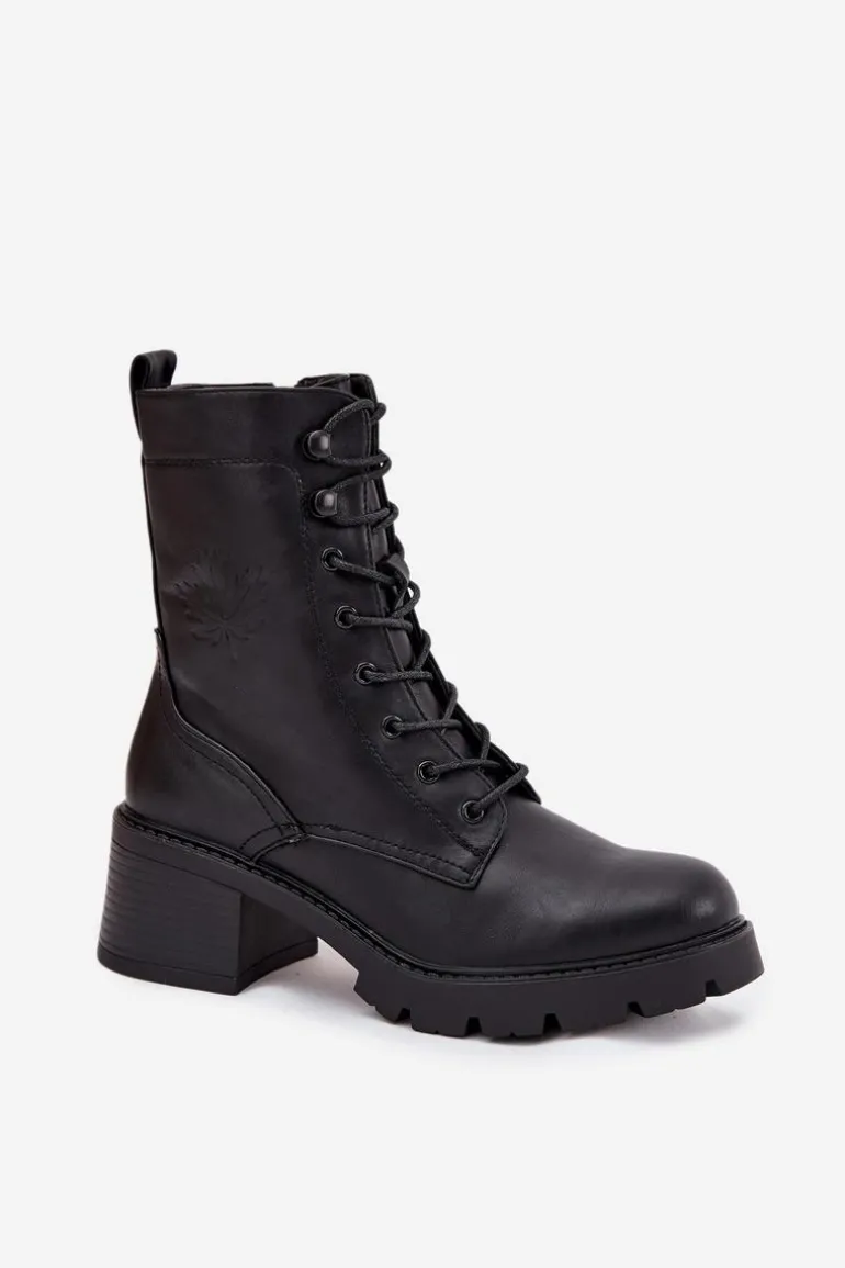 Botki Workery Damskie Na Klocku Ocieplane Vinceza 89136 Czarne