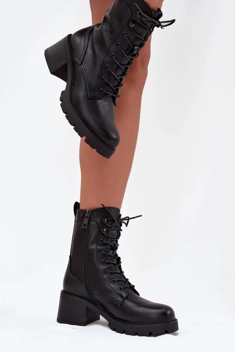 Botki Workery Damskie Na Klocku Ocieplane Vinceza 89136 Czarne